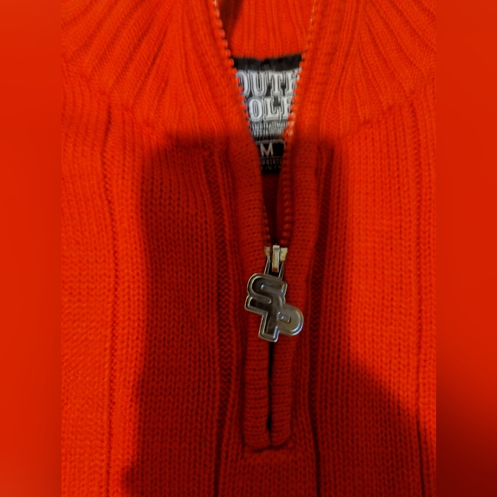 Red Ribbed Sweater with Zipper - Picture 5 of 5